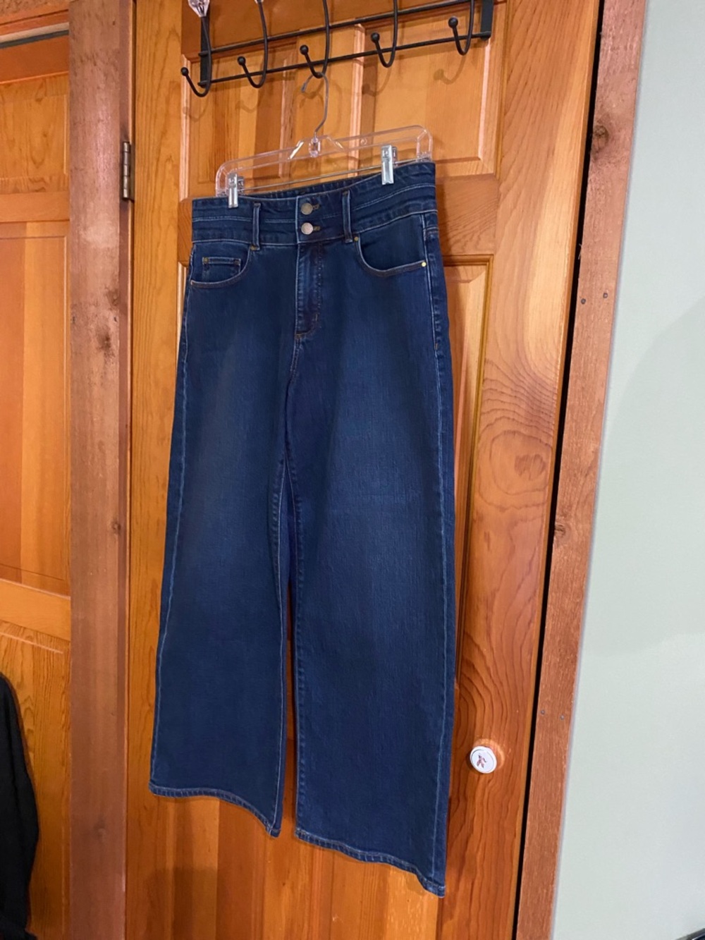 Ann Taylor Wide-Leg Jeans in Dark Blue Denim